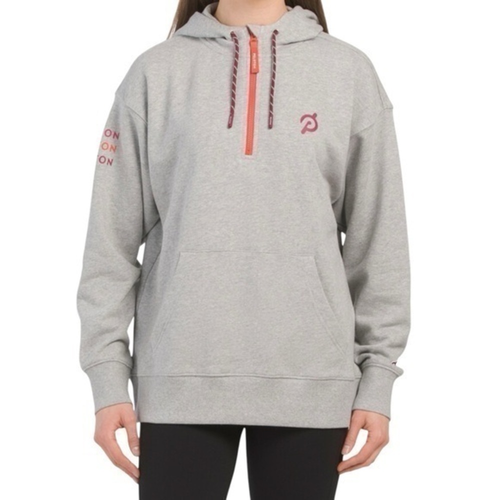 Peloton Gray Relaxed Half Zip Pullover Hoodie Kangaroo Pocket Women Size Medium